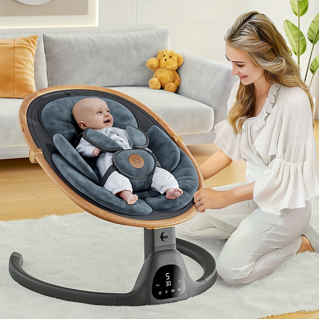 Baby Swings for Infants, Infant Swing with Music Speaker with 3 Seat Positions, 5 Speeds And Remote Control - Portable Baby Swing for Indoor And Outdoor