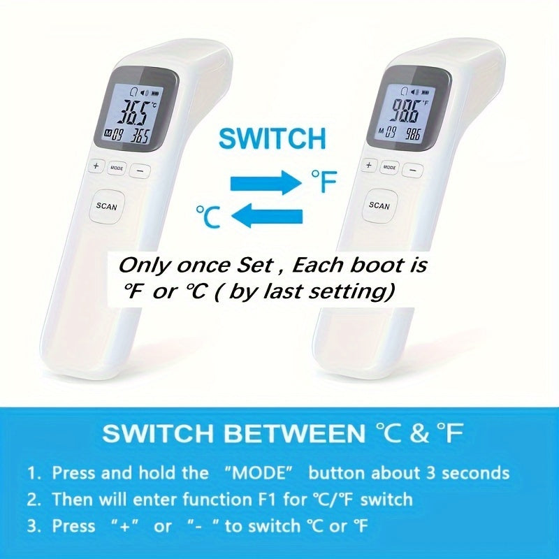 CHANG KUN 1pc No-Touch Digita Thermometer For All Ages, With Fever Alarm, 1 Second Fast Result, High Quality, Portable