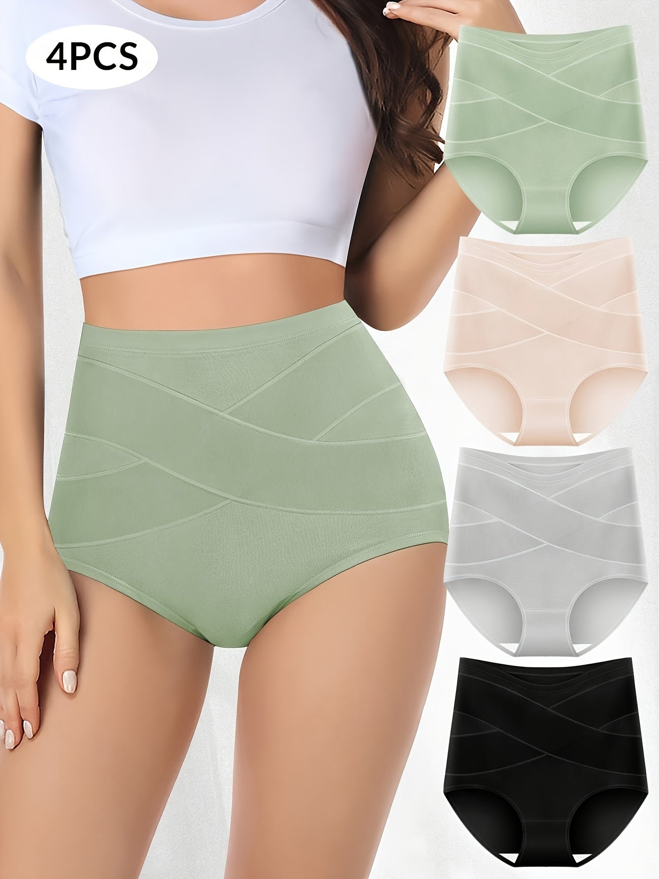 4pcs Women'S Underwear, High Waisted Underwear for Women Ladies Panties Postpartum Briefs