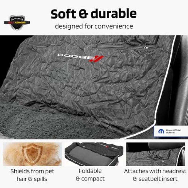 - Dodge PetBed2GO Black Large Pet Bed Cushion and Car Seat Cover 52x20x7 6lbs