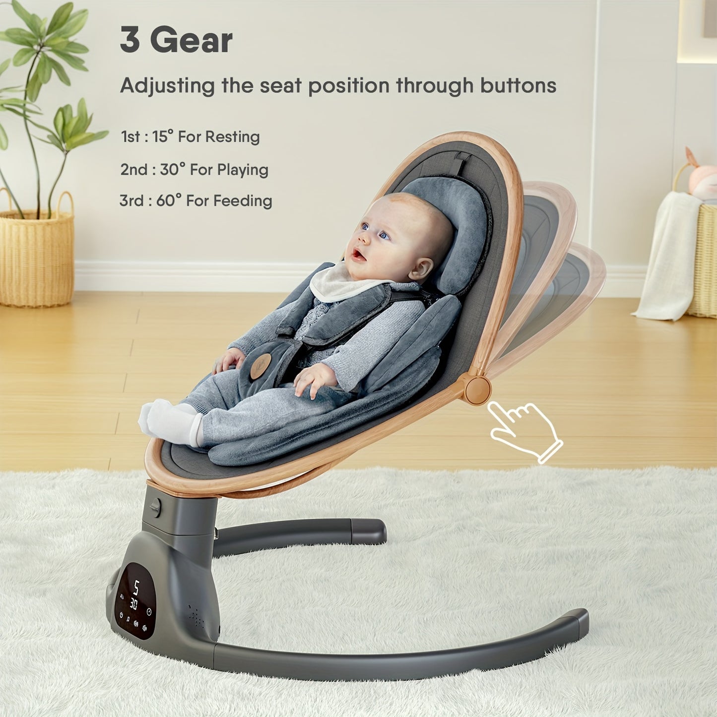 Baby Swings for Infants, Infant Swing with Music Speaker with 3 Seat Positions, 5 Speeds And Remote Control - Portable Baby Swing for Indoor And Outdoor