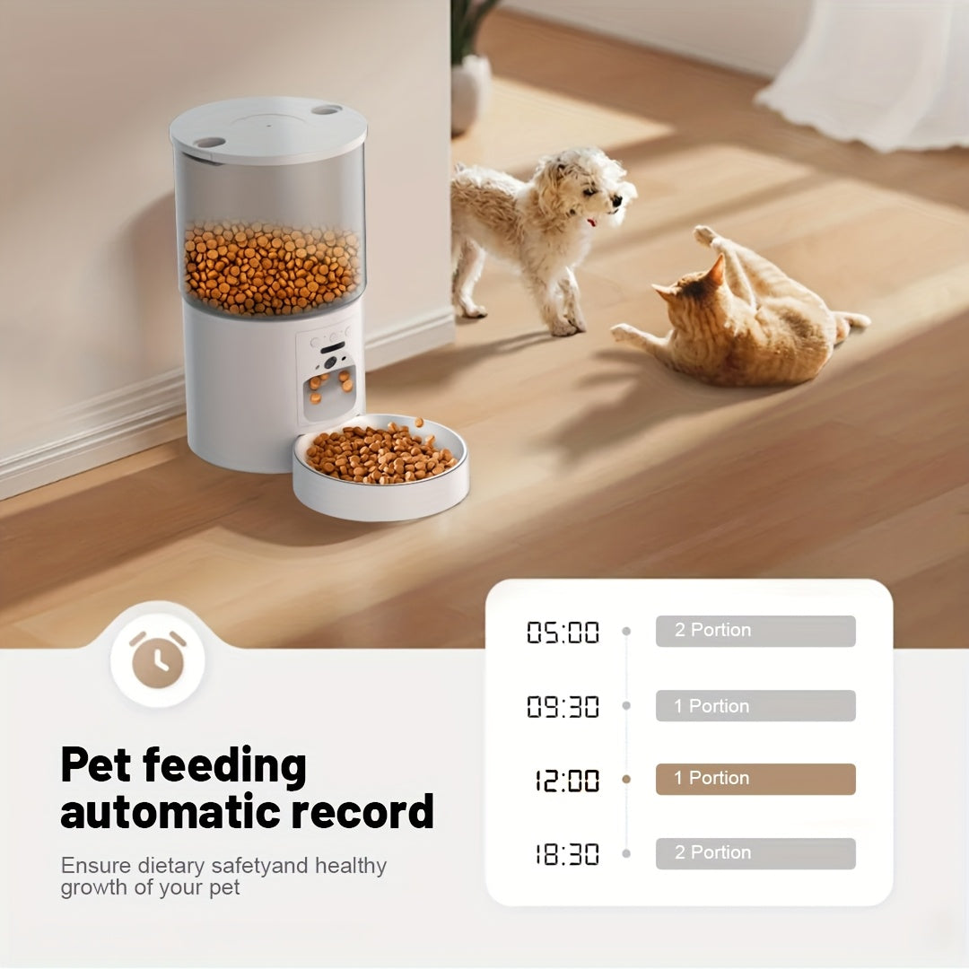 Smart Automatic Pet Feeder with WiFi Camera, Smart for cat Feeder Automatically, 1296P FHD Video Night Vision, Voice Recording, App Control, Stainless Steel Bowl, 5G And 2.4G Wi-Fi, Pet Dry Food Dispenser for Cats And Dogs, A
