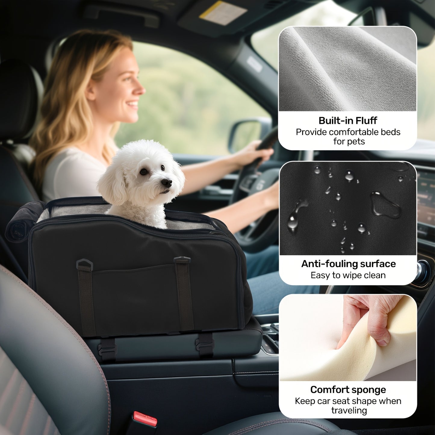 Pet Booster Seat for Cars, Dog Car Carrier with Safety Harness, Central Control Pet Nest, Portable Travel Vehicle Pet Bed for Small Dogs, Cats Easy-Clean & Sturdy Construction | Ideal Gift for Pet Owners