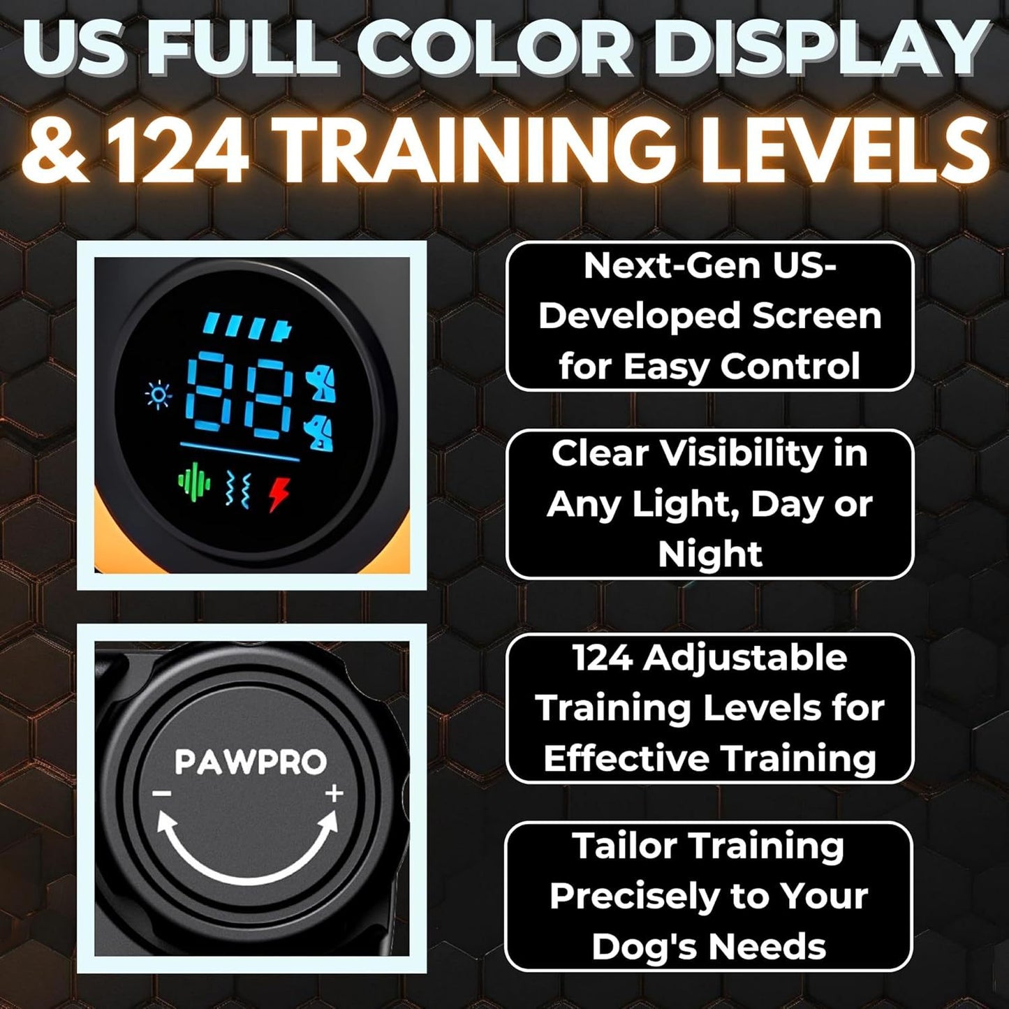 PAWPRO Dog Training Collar with Remote, XXL 4-Mile Unmatched Range for Maximum Control, Night-Light Mode for Safety & Visibility, 124 Adjustable Levels & 4 Safe Training Modes (Beep, Vibration, Shock, Night-Light), Free Exper