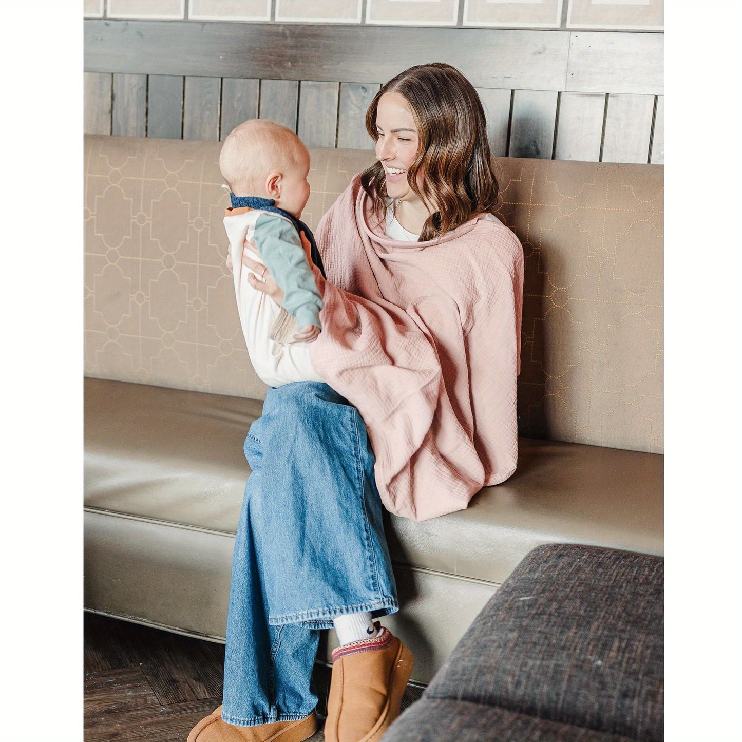 Nursing Breastfeeding 100% Cotton Muslin Nursing Cover with Rigid Hoop Lightweight Breathable Adjustable Cover, 2-Pack