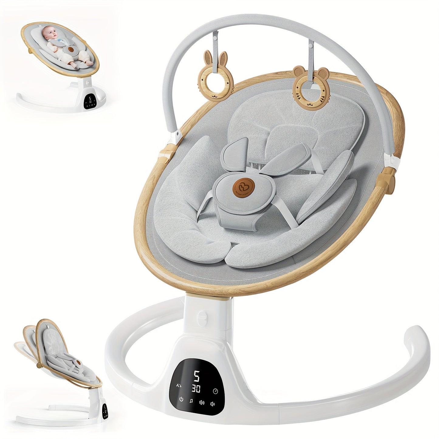 Baby Swings for Infants, Infant Swing with Music Speaker with 3 Seat Positions, 5 Speeds And Remote Control - Portable Baby Swing for Indoor And Outdoor