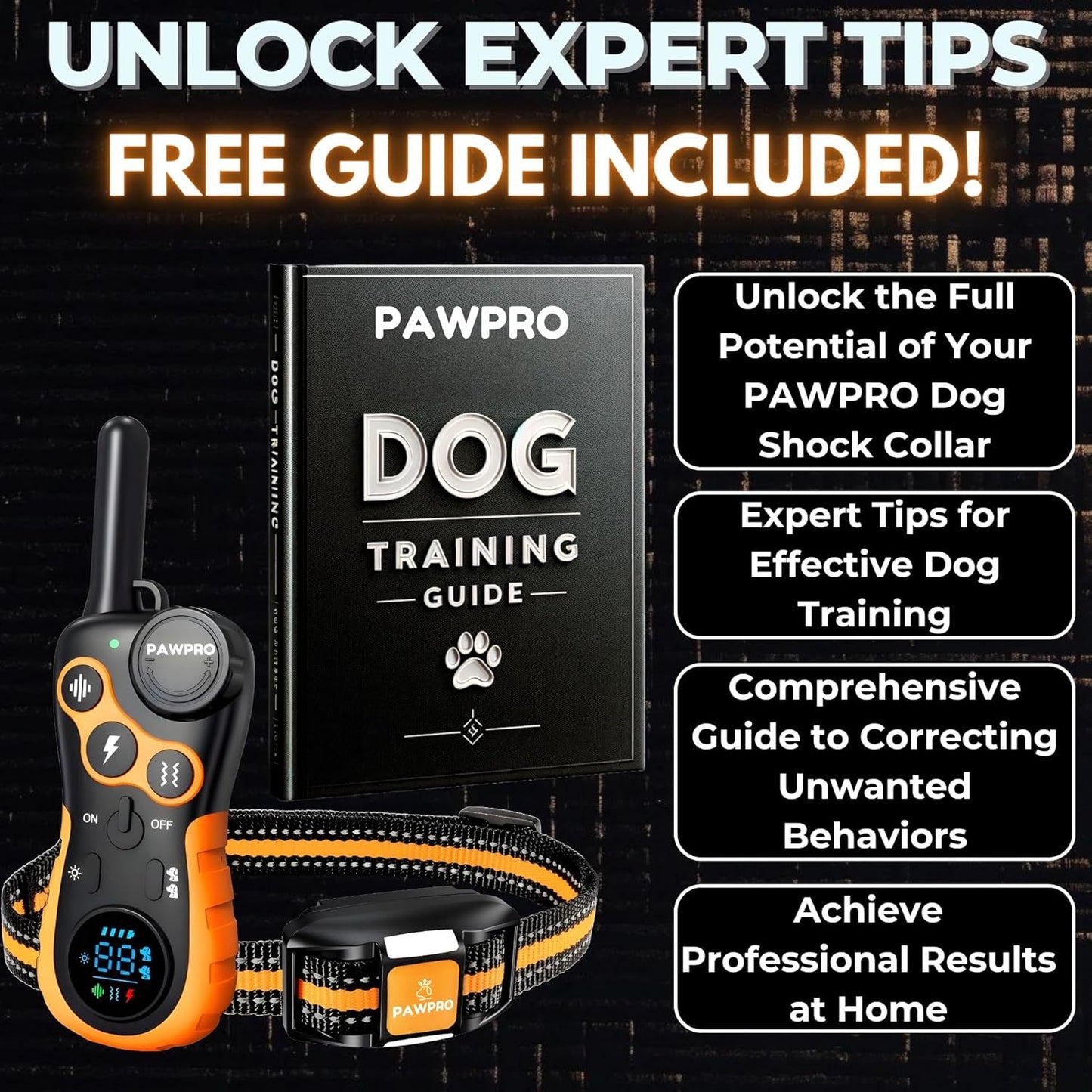 PAWPRO Dog Training Collar with Remote, XXL 4-Mile Unmatched Range for Maximum Control, Night-Light Mode for Safety & Visibility, 124 Adjustable Levels & 4 Safe Training Modes (Beep, Vibration, Shock, Night-Light), Free Exper