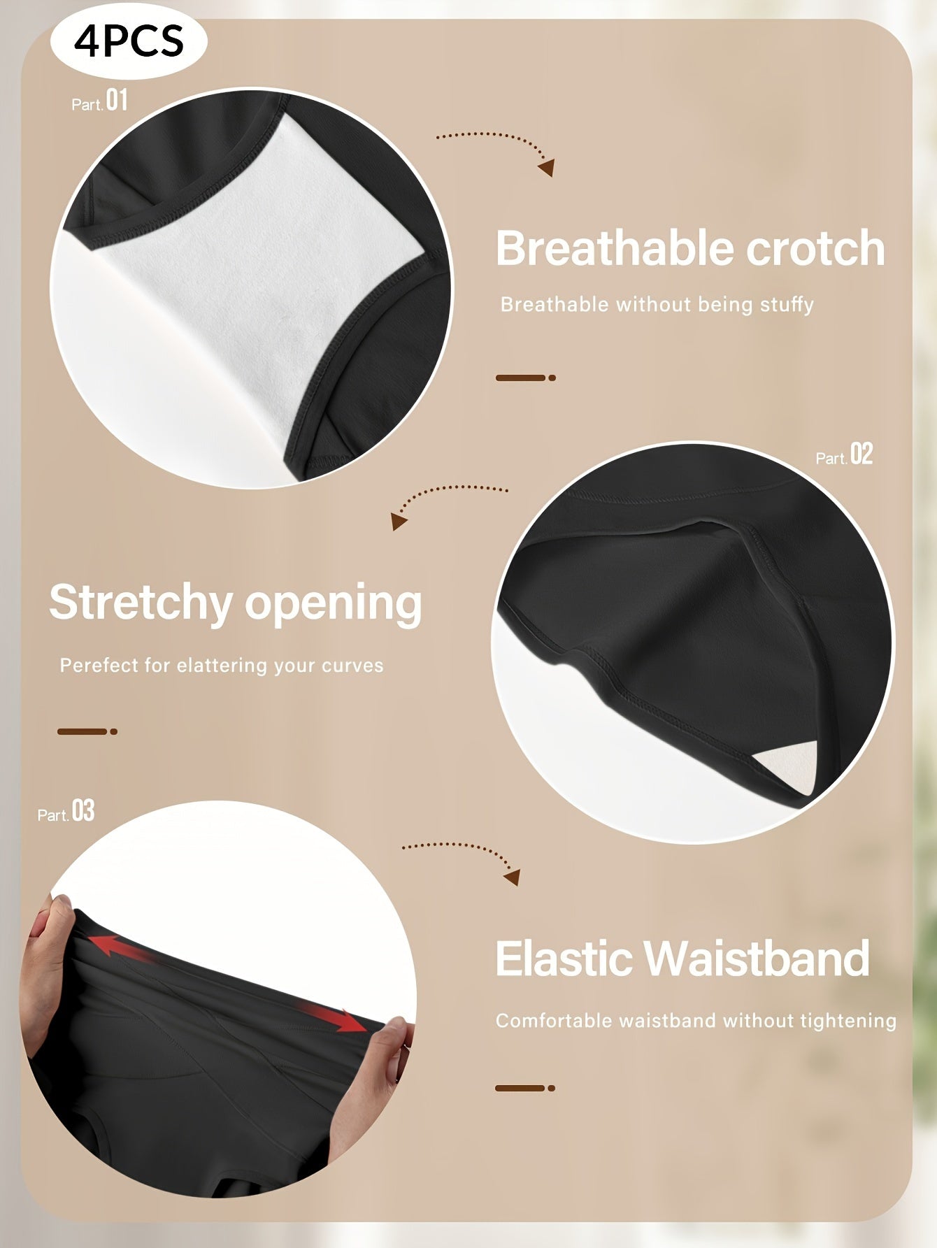 4pcs Women'S Underwear, High Waisted Underwear for Women Ladies Panties Postpartum Briefs