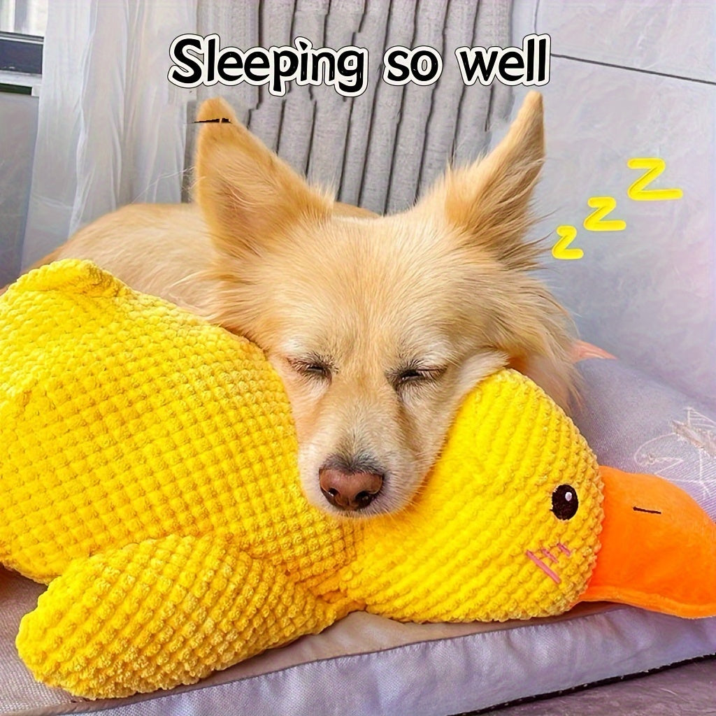 Heavy-Duty Plush Chew Proof Duck - SweetS Large Dog Chew Toy - Interactive Squeaker - No Batteries Needed - Safe for Aggressive Chewers - For Puppies & Adult Dogs - Teeth Cleaning - Ideal for Golden Retrievers, Corgis, Cats -
