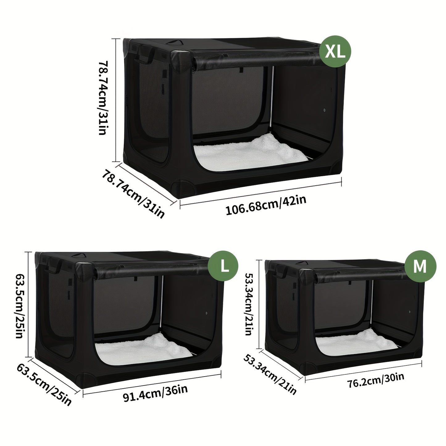 30/36/42 Inch Collapsible Travel Dog Crate, Halloween Or Christmas Gift, for Medium Large Dogs, Portable Dog Crate 4-Door Foldable Soft Kennel with Chew-Proof Mesh Windows for Indoor & Outdoor Travel, with Storage Bag (black)