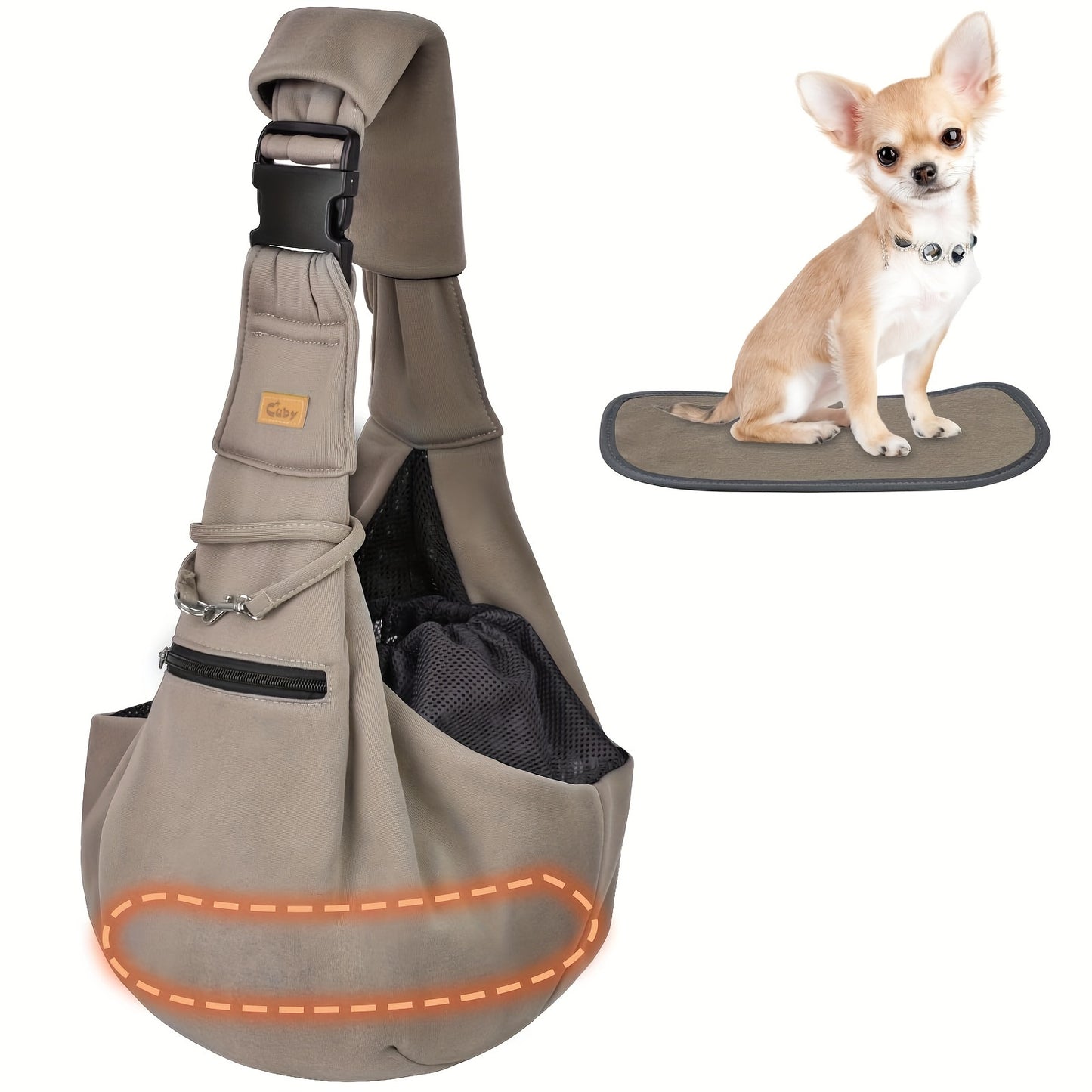 Pet Shoulder Carrier Sling Cuby Brand: Adjustable Dog Cat Padded Hard Bottom Soft Carrying Bag - Comfortable And Convenient Pet Travel Bag