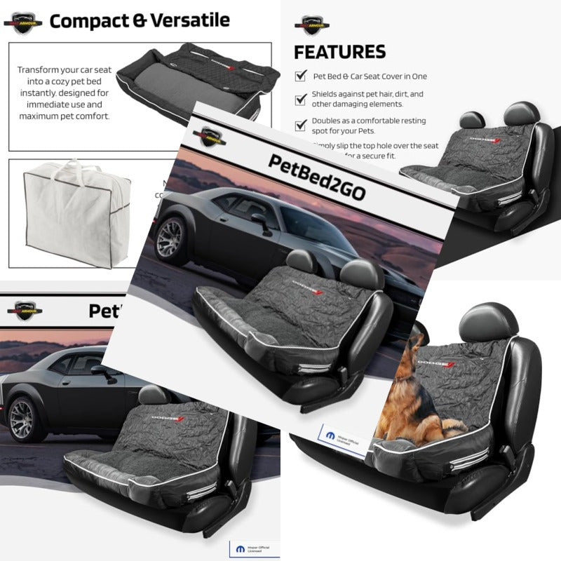 - Dodge PetBed2GO Black Large Pet Bed Cushion and Car Seat Cover 52x20x7 6lbs