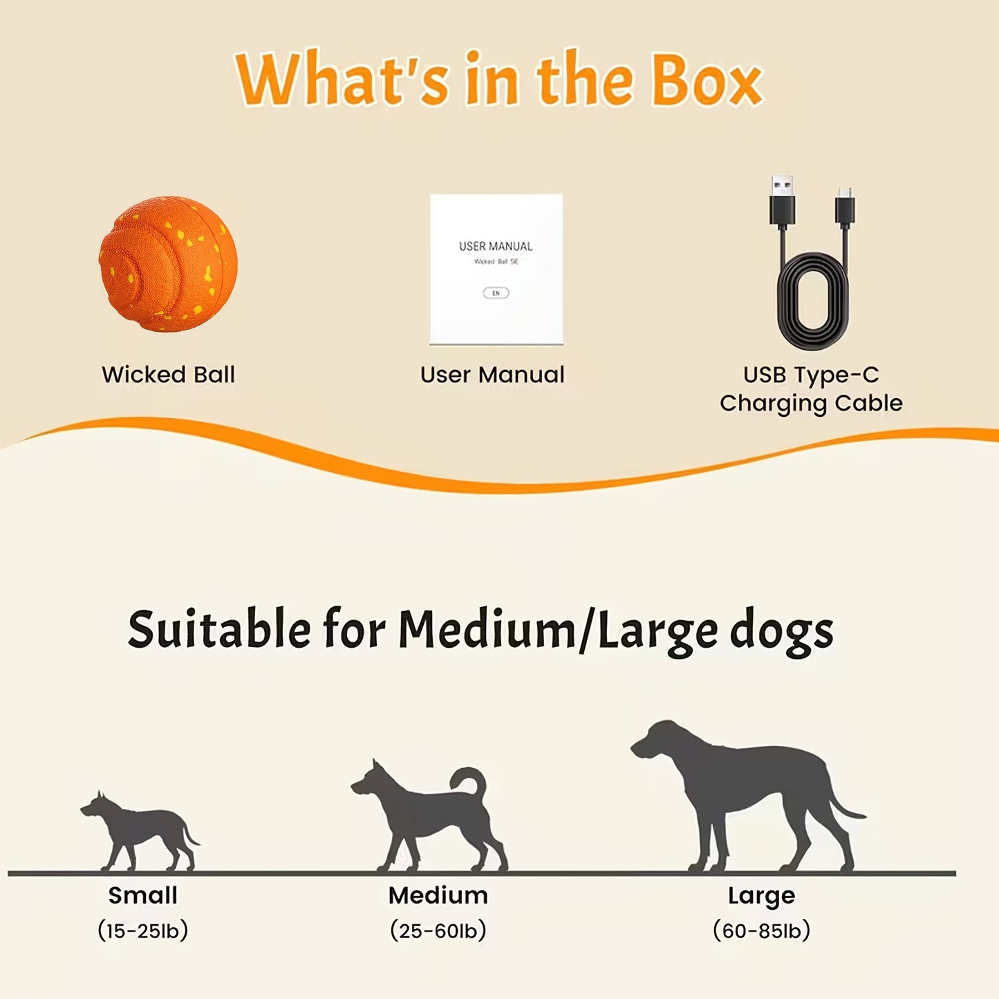 Large Interactive Smart Dog Ball Toy for Medium & Large Dogs | Automatic Moving Rotating Bouncing, Random Rolling Jumping, E-TPU Chew Resistant, Long Battery Life, With Charging Cable & Manual, Ideal for Wooden Floors, Tiles,