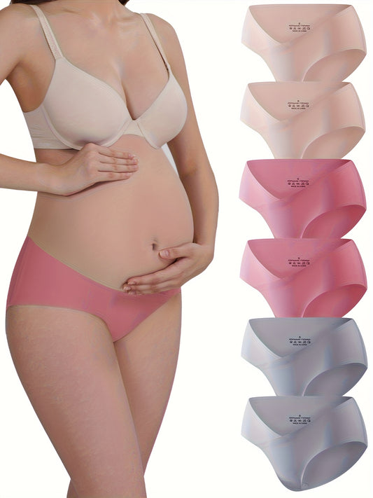 Maternity Pregnancy Panties - Low-Rise Tight Underwear with Medium, Solid Color Non-Sheer Triangle Briefs for all-Season Comfort, for nursing & for all stages of pregnancy (6pcs)