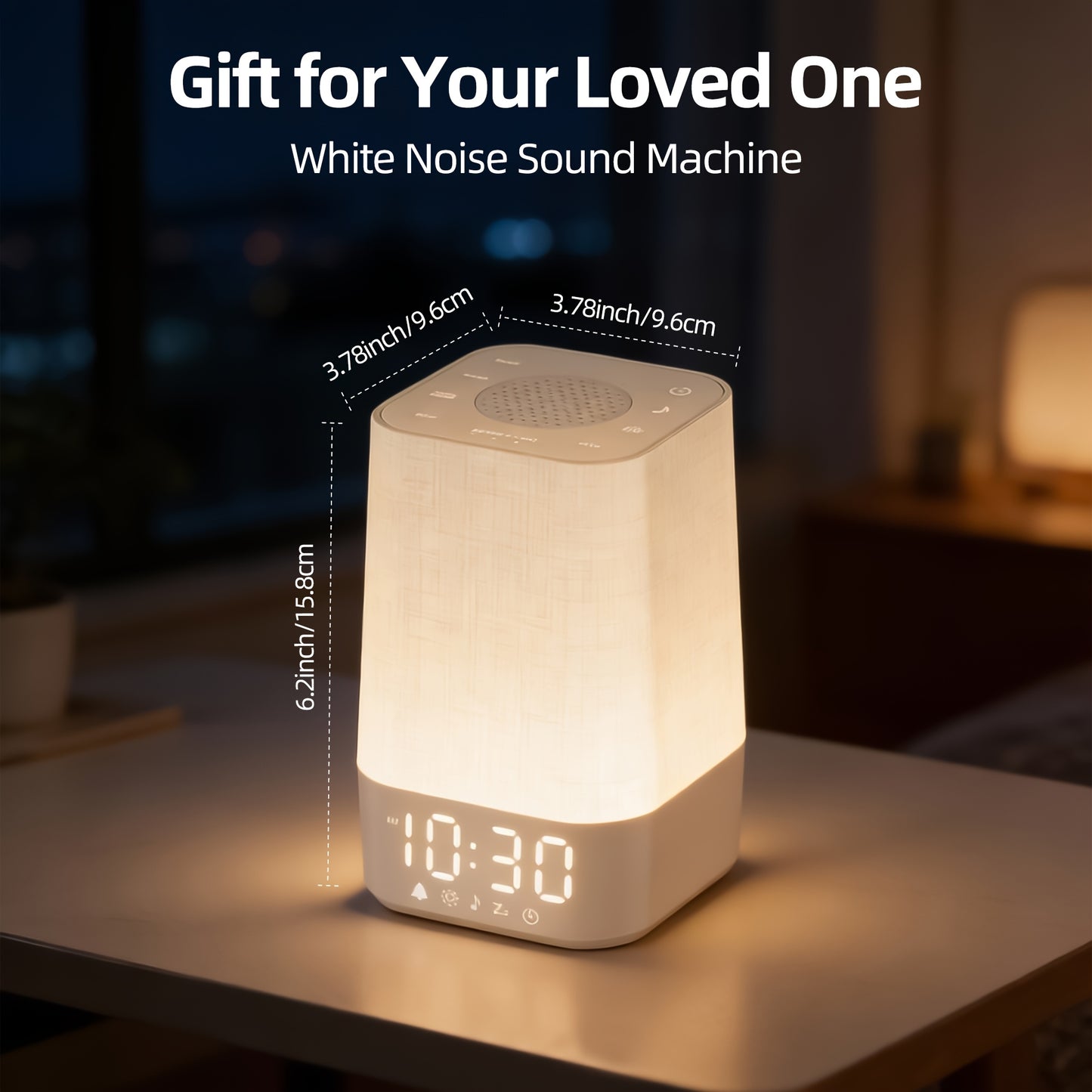 White Noise Machine with 7 Alarm Sounds & 20 Relaxing Music Tracks - Adjustable Volume, Night Light & Timer Suitable for Sleep, Focus Aid - Digital Alarm Clock with Soothing Sound Generator for Adults, Babies and Kids Bedside