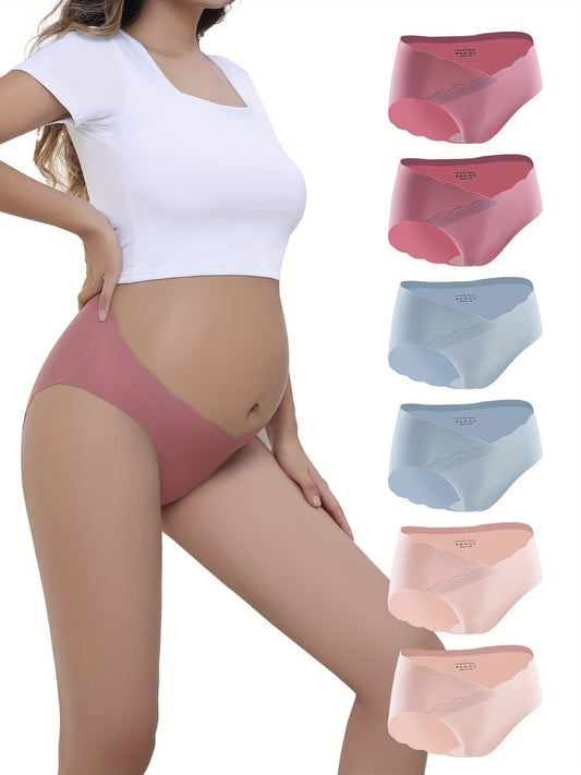 Maternity 6pcs Solid Highly Stretchy Low Waist Underwear