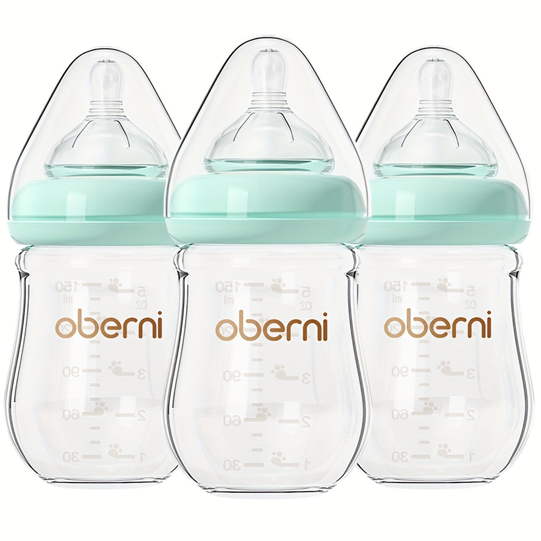 Oberni Glass Baby Bottles, 4.06oz/5.07oz Newborn Feeding Bottle For 0+ Months, BPA & BPS-Free, Baby Breastfeeding Milk Bottle With Slow Flow Nipple, Anti-Colic, Easy To Clean