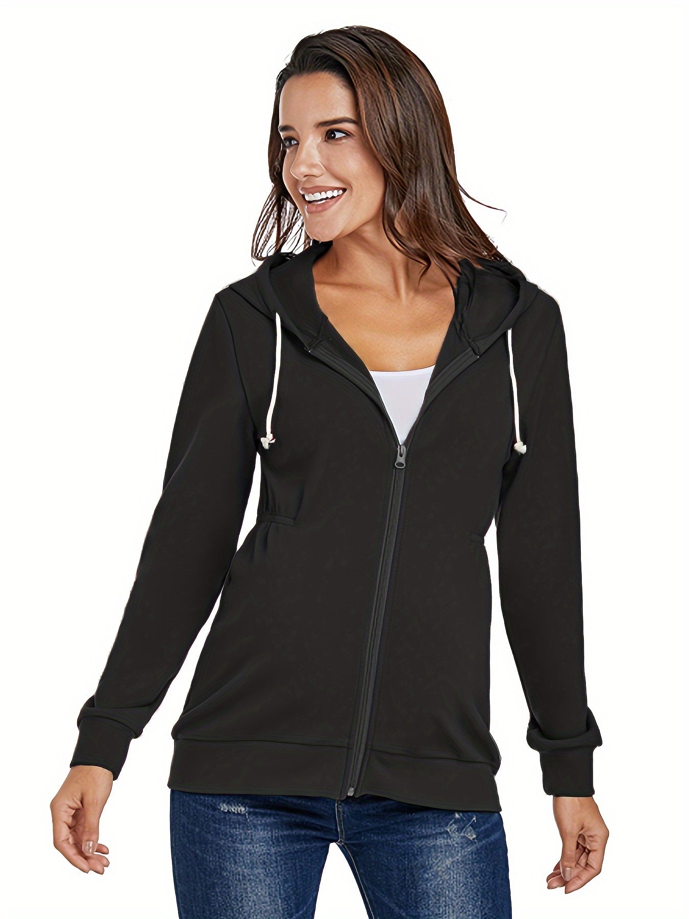 Maternity Tops Cinched-Waist Hoodie Sweatshirts Long Sleeve Pregnancy Clothes