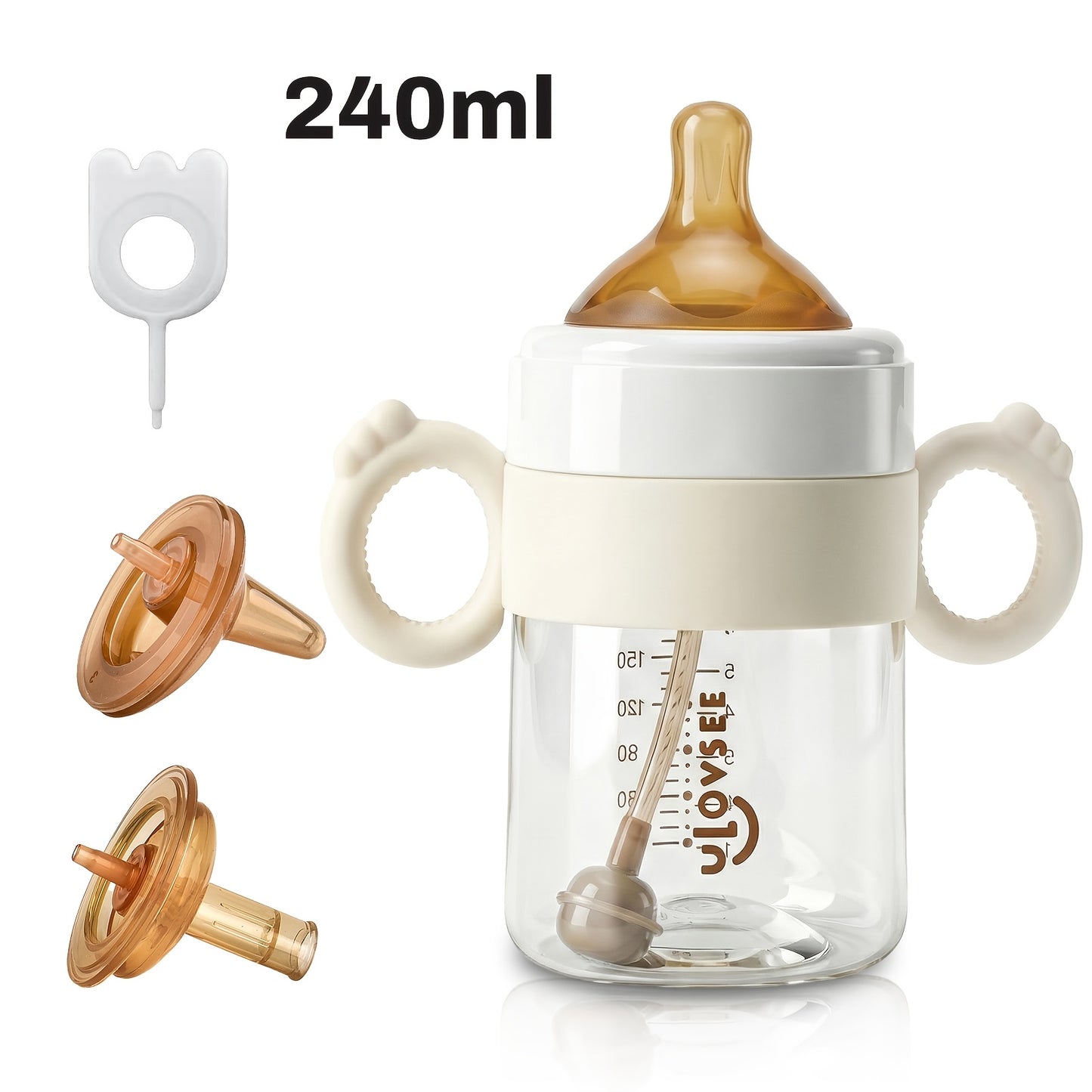 PPSU Baby Bottle 3 in 1 Wide Neck 5 oz with Duckbill Spout for 6 Months to | Multifunctional Feeding Drinking, and Cyan, TAPUSEN Brand, Includes Bottle Additions and Cleaning Brush