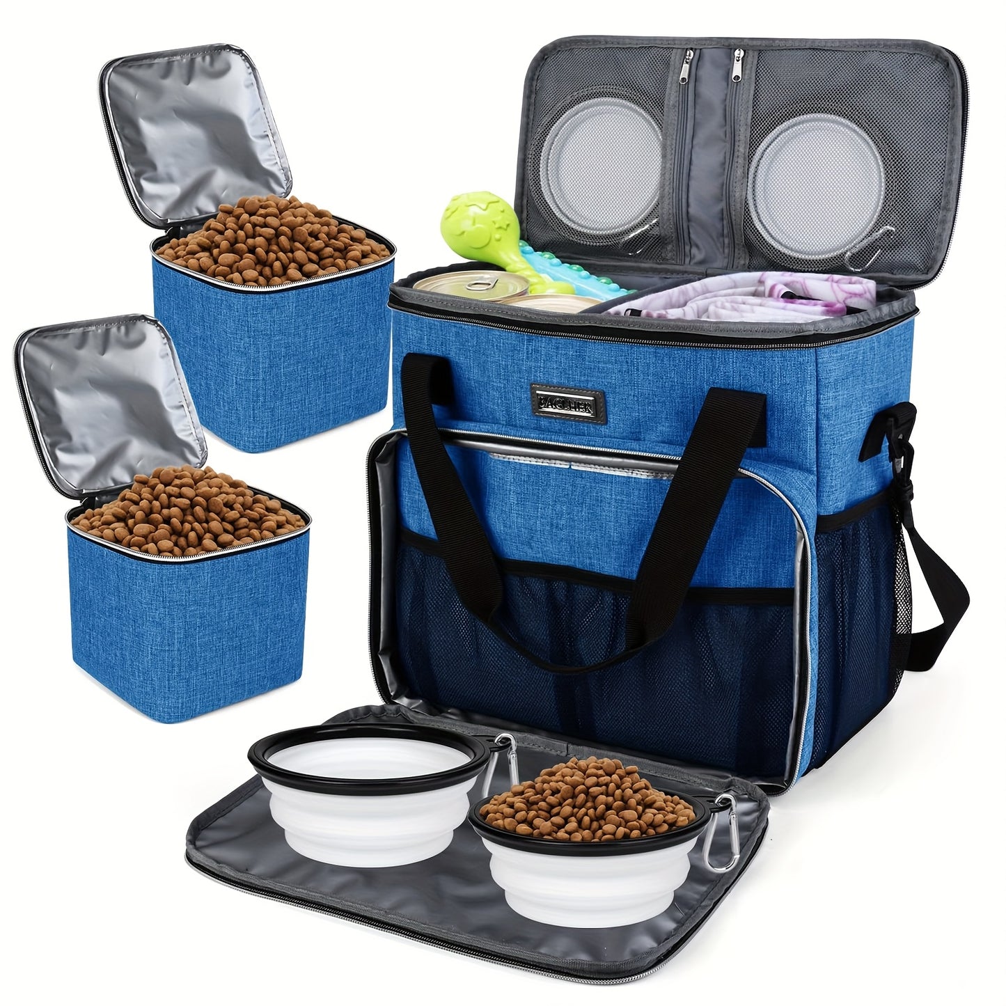 BAGLHER Thickened Pet Supplies Handbag, Portable and Easy to Carry, with Snacks, Toys, and Clothes for Cats and Dogs All in One Bag, and Comes with Two Folding Bowls and Two Food Baskets