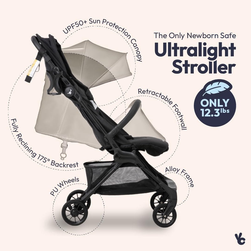 BabbleRoo Hoplite Travel Stroller and Original Diaper Bag, Dark Gray