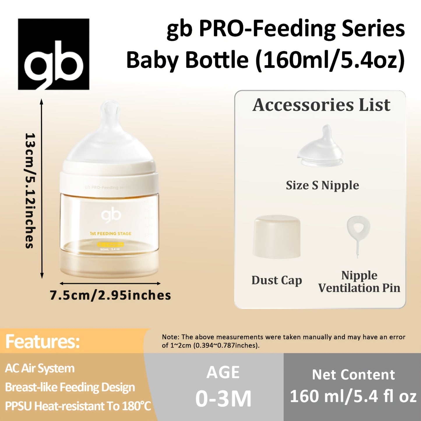 gb PPSU Baby Bottles 3 Sizes, Award-Winning PPSU-Liquid Separation Tech | 7FB Breast-like Nipple & V-Valve Straw | No Spit-Up, BPA-Free (5.41floz+8.12floz+10.14floz) for 0.0-39.37ft,  Vvalve Design, Breastfeeding Moms
