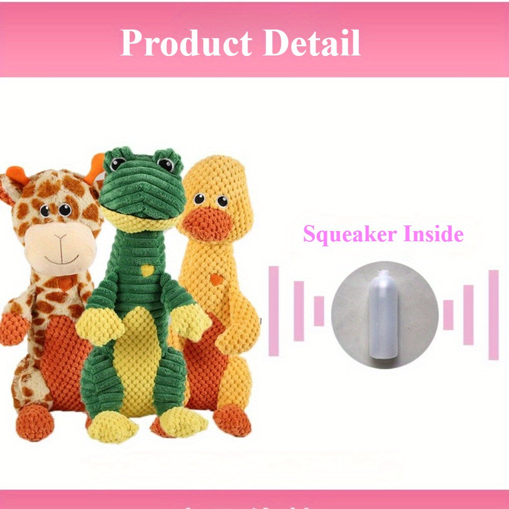 Durable Large Dog Toy With Squeaker - Animal Print - Ideal For Aggressive Chewers, Interactive Tug-of-War Fun For All Breeds, Adorable Cartoon, Dog Chew Toy|Animal Print Toy|Plush Dog Squeaky Toy, Dog Toys For Aggressive Chew