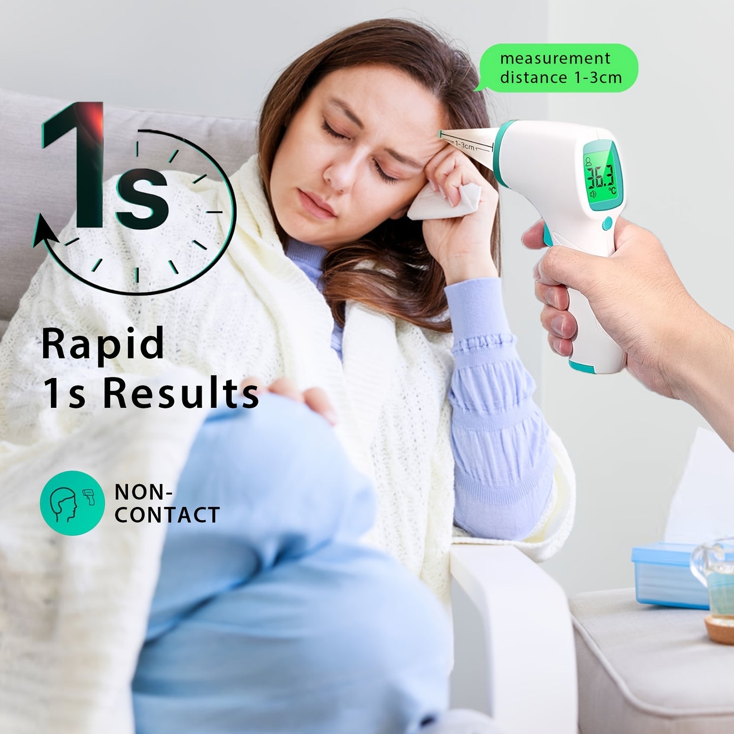 Thermometer Forehead Themmometer for Kids Digital Touchless Thermometer Infrared Forehead Thermometer with 3in 1 LCD Display Battery Included