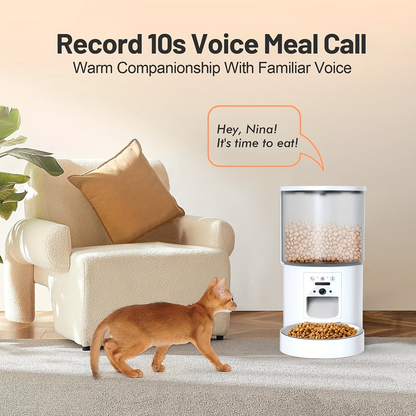 Smart Automatic Pet Feeder with WiFi Camera, Smart for cat Feeder Automatically, 1296P FHD Video Night Vision, Voice Recording, App Control, Stainless Steel Bowl, 5G And 2.4G Wi-Fi, Pet Dry Food Dispenser for Cats And Dogs, A