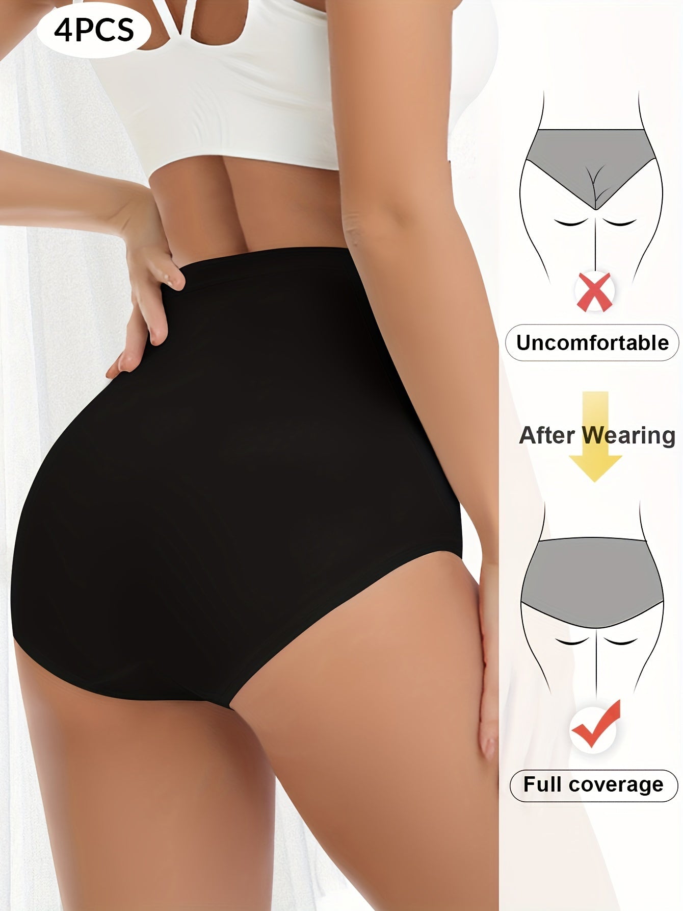 4pcs Women'S Underwear, High Waisted Underwear for Women Ladies Panties Postpartum Briefs