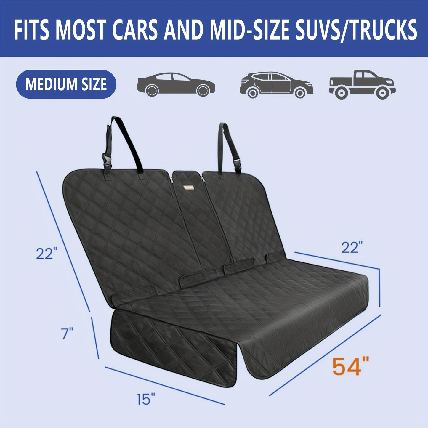 Bench Seat Covers Suitable for Cars, Trucks, And Suvs - Waterproof And Easy to Clean Car Seat Protectors, Perfect for Messy Kids And Drooling Pets (Black)