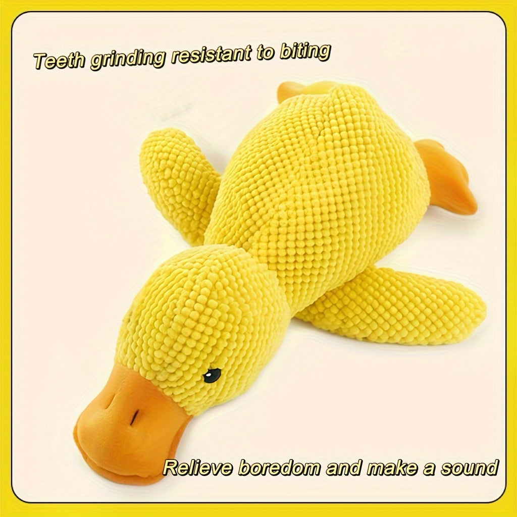 Heavy-Duty Plush Chew Proof Duck - SweetS Large Dog Chew Toy - Interactive Squeaker - No Batteries Needed - Safe for Aggressive Chewers - For Puppies & Adult Dogs - Teeth Cleaning - Ideal for Golden Retrievers, Corgis, Cats -