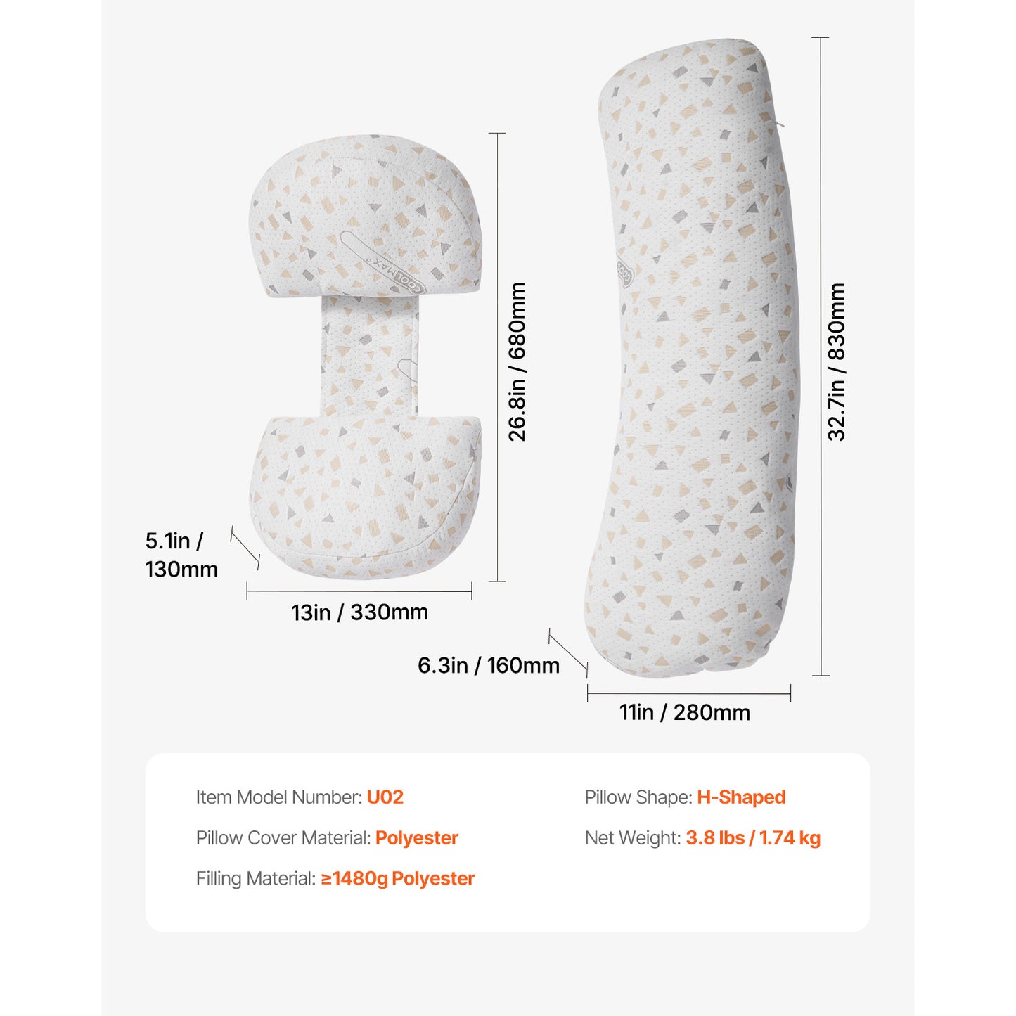 Pregnancy Pillow Adjustable Maternity Pillow for Pregnant Women Soft Breathable H-type/W-type three-in-one/two-in-one