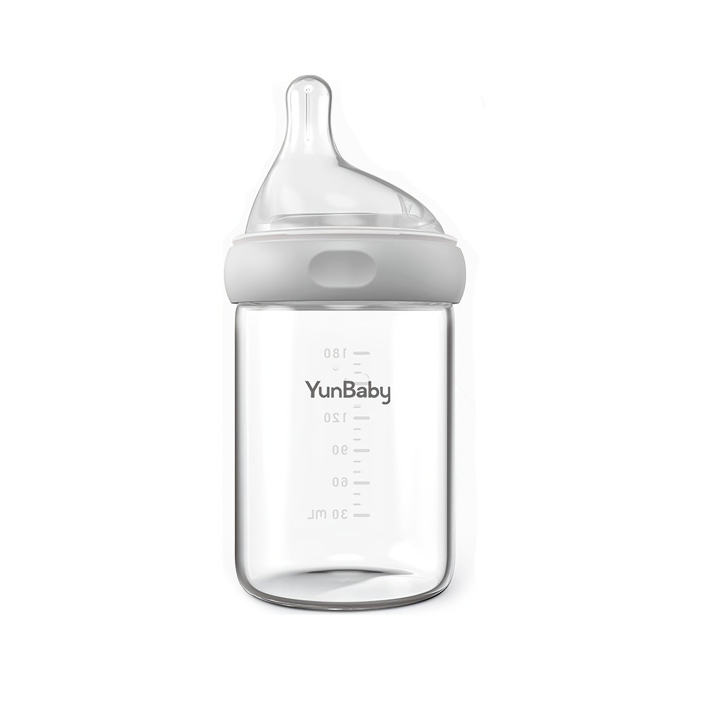 Natural Glass Baby Bottle | For Breastfeeding Babies, Newborn Anti-Colic Bottle Set With Slow Flow Nipple, 0+ Months, 6.9 Oz, 180ML, White, BPA-Free, Durable & Easy To Clean, Perfect Christmas Gift