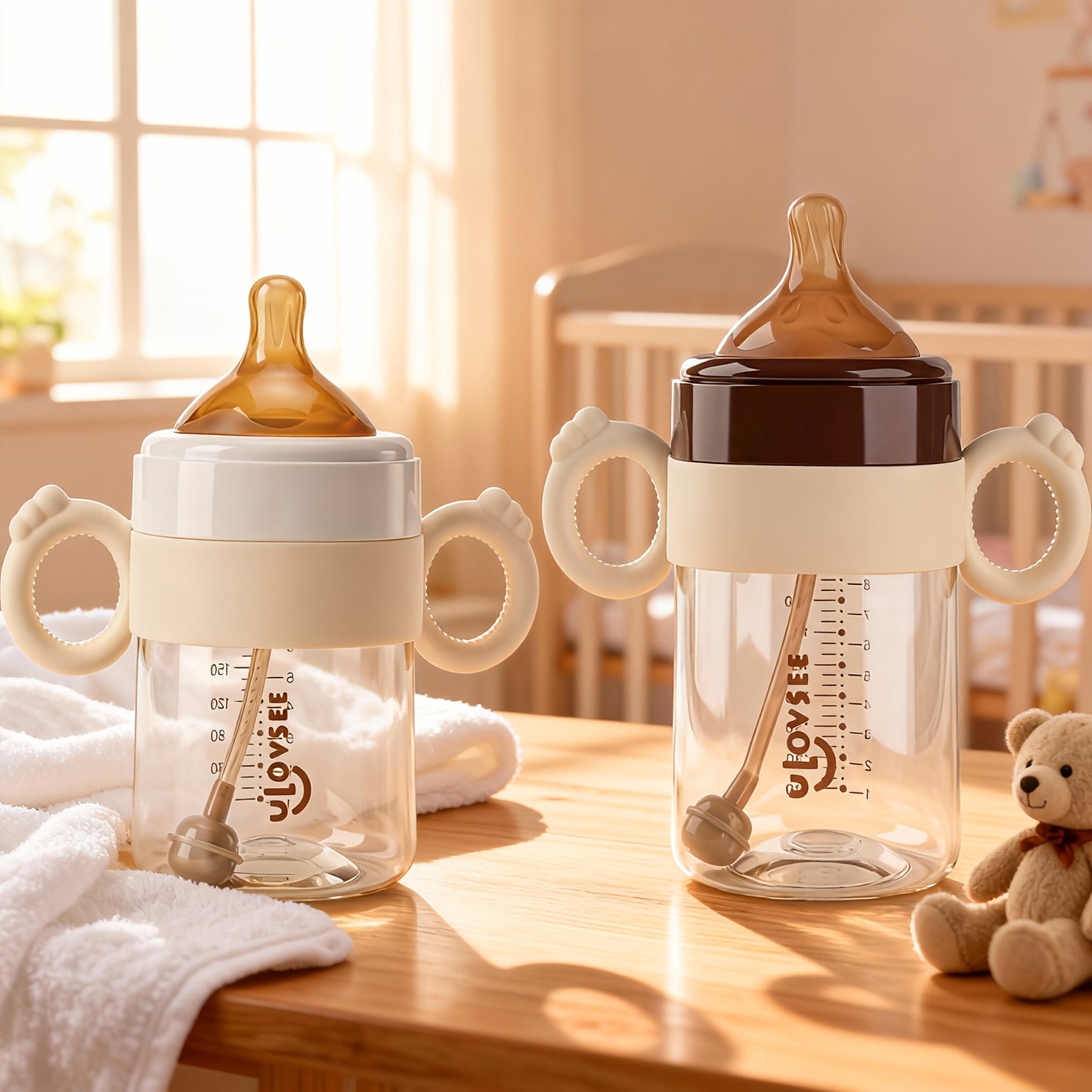 PPSU Baby Bottle 3 in 1 Wide Neck 5 oz with Duckbill Spout for 6 Months to | Multifunctional Feeding Drinking, and Cyan, TAPUSEN Brand, Includes Bottle Additions and Cleaning Brush