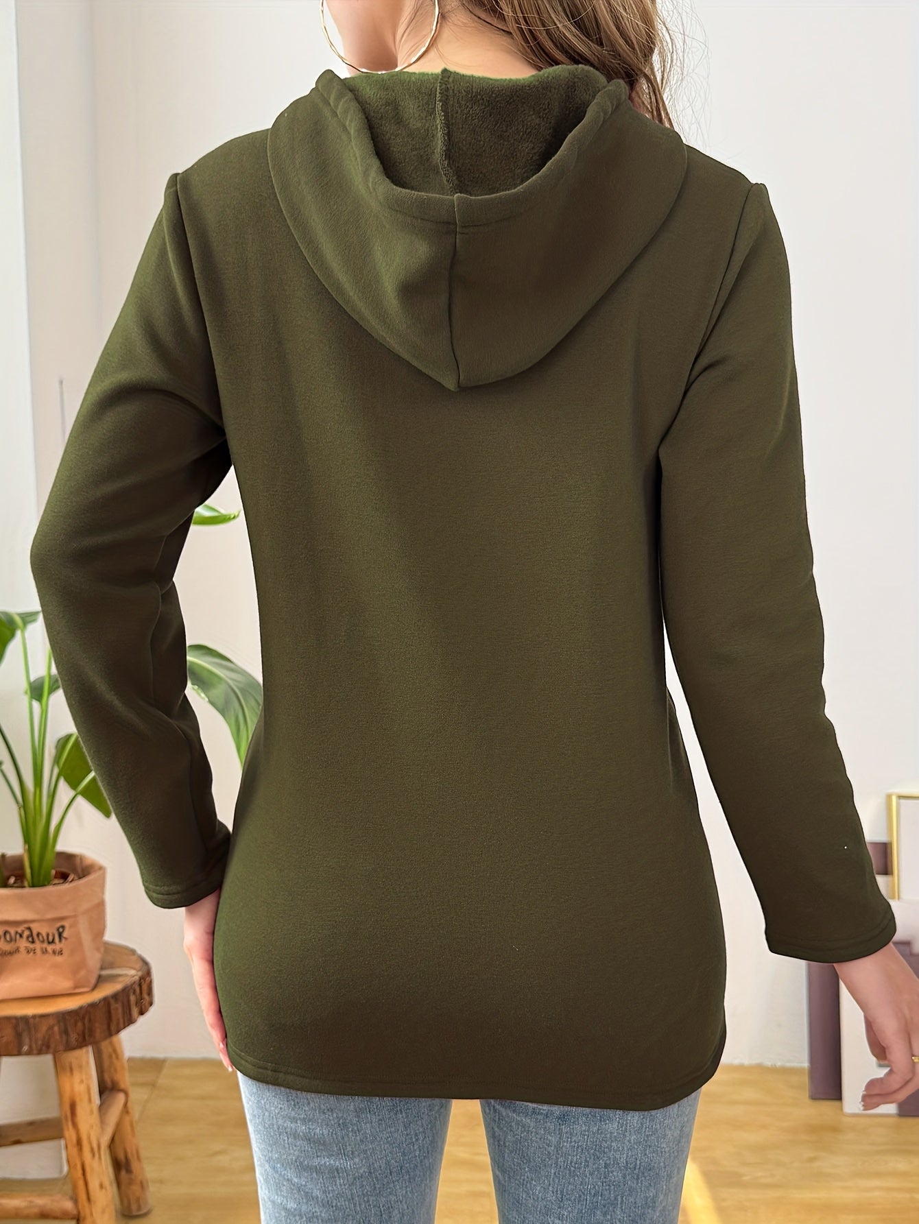 Nursing Hooded Sweatshirt Lined Thick Warm, Suitable for Pregnancy and Postpartum Nursing Period 1pc, Fall Winter