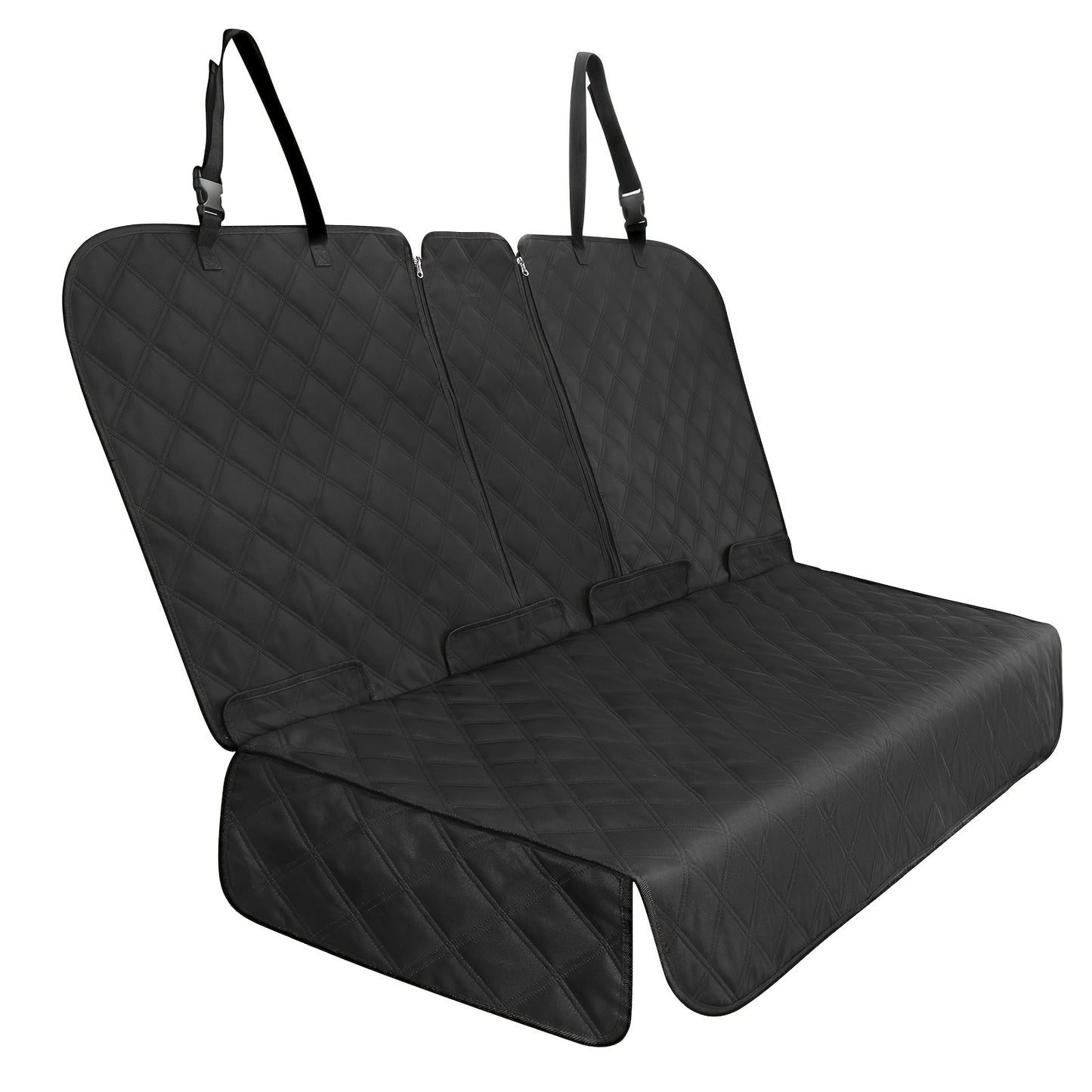 60/40 Split Back Seat Cover for Cars, Trucks, SUVs | 900D Easy Cleanup Fabric Car Seat Protector Great for Messy Kids and Drooling Pet Dogs - Black