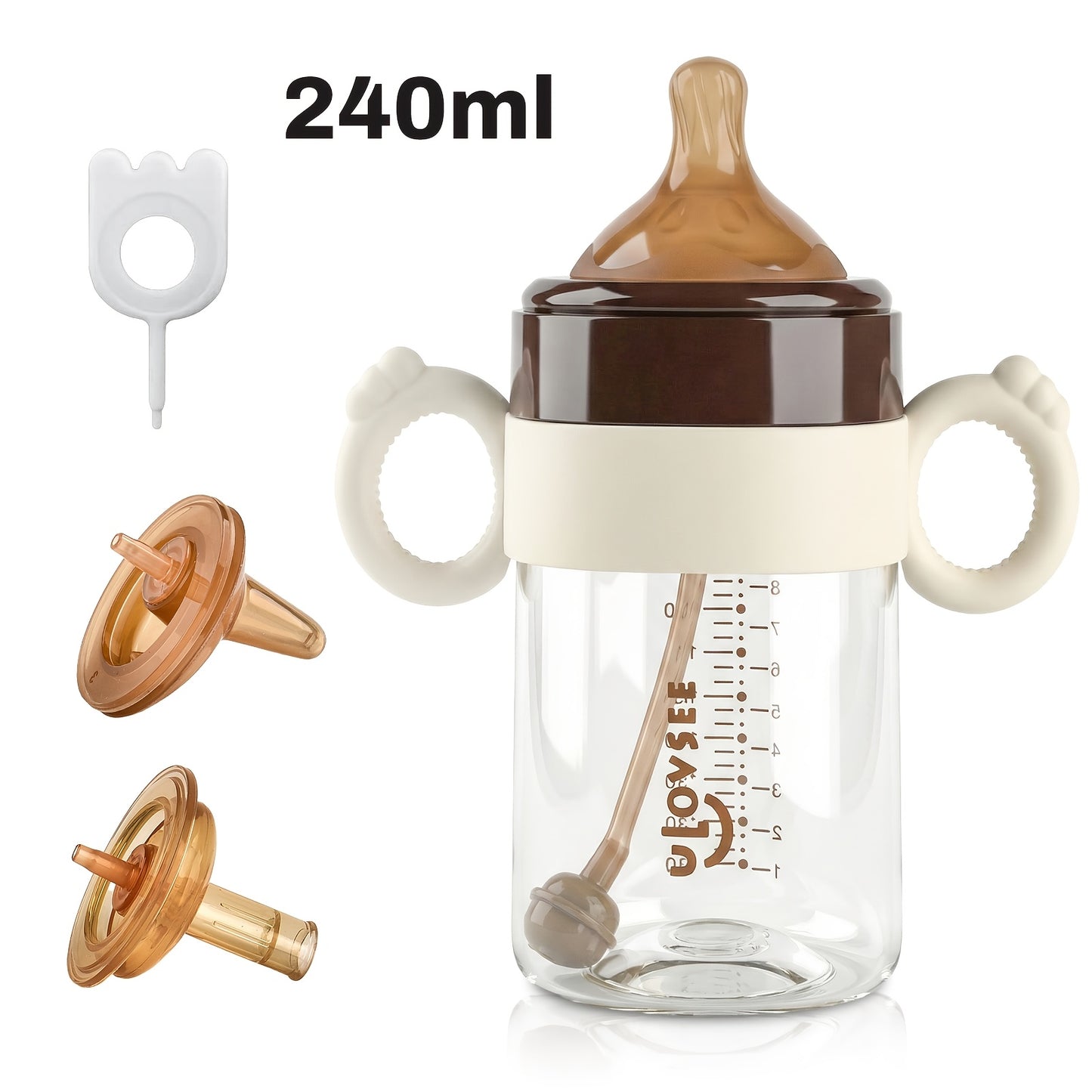 PPSU Baby Bottle 3 in 1 Wide Neck 5 oz with Duckbill Spout for 6 Months to | Multifunctional Feeding Drinking, and Cyan, TAPUSEN Brand, Includes Bottle Additions and Cleaning Brush