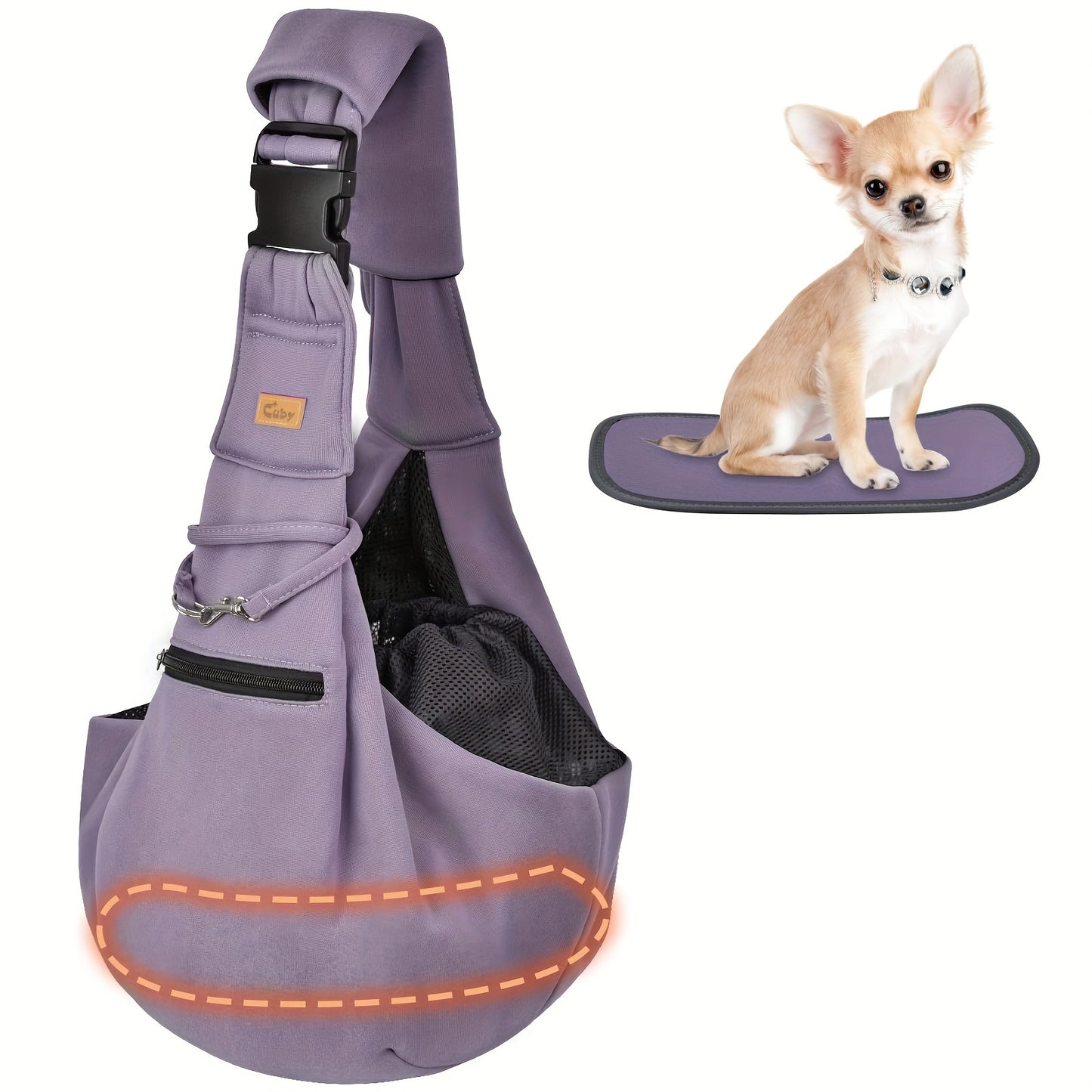Pet Shoulder Carrier Sling Cuby Brand: Adjustable Dog Cat Padded Hard Bottom Soft Carrying Bag - Comfortable And Convenient Pet Travel Bag