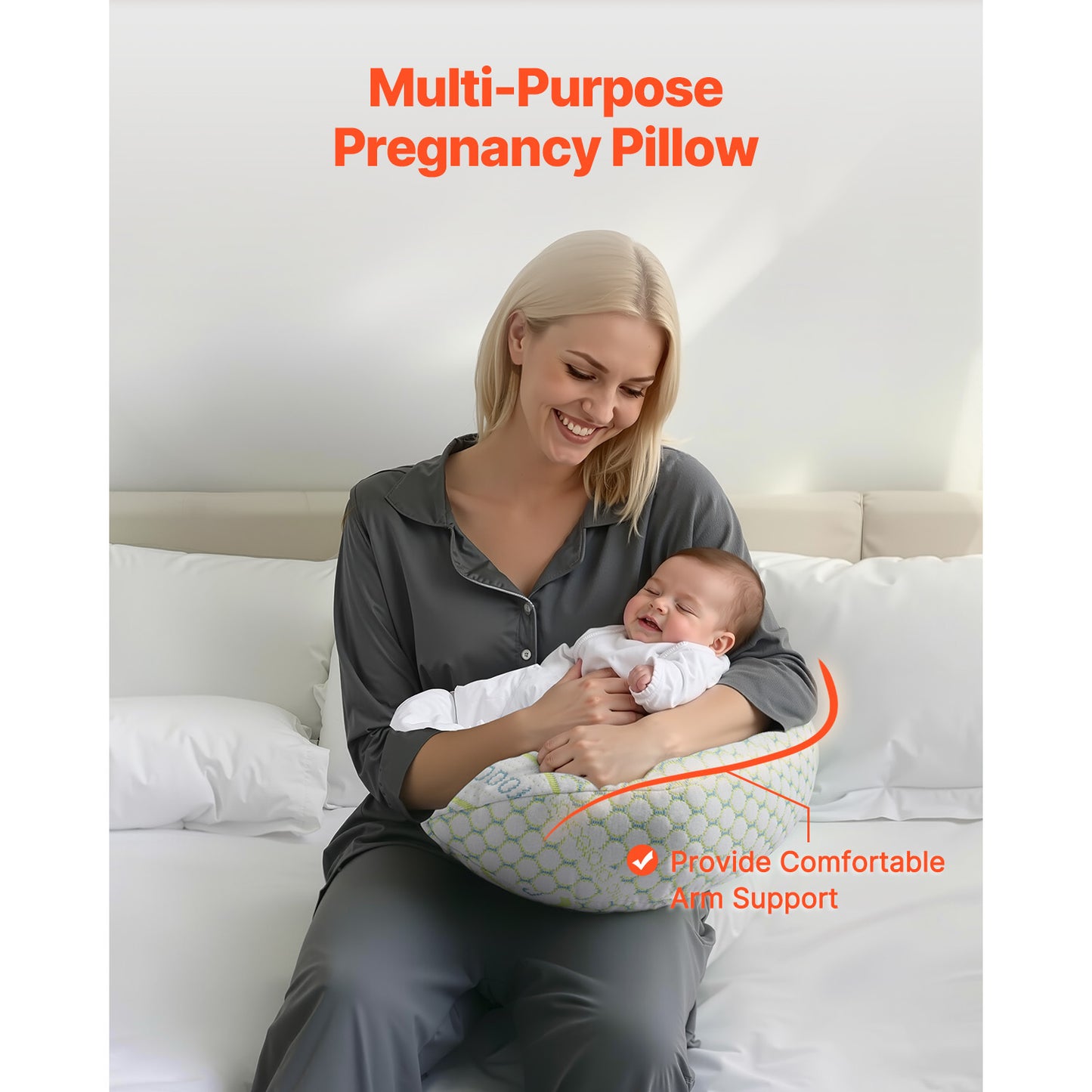 Pregnancy Pillow Adjustable Maternity Pillow for Pregnant Women Soft Breathable H-type/W-type three-in-one/two-in-one