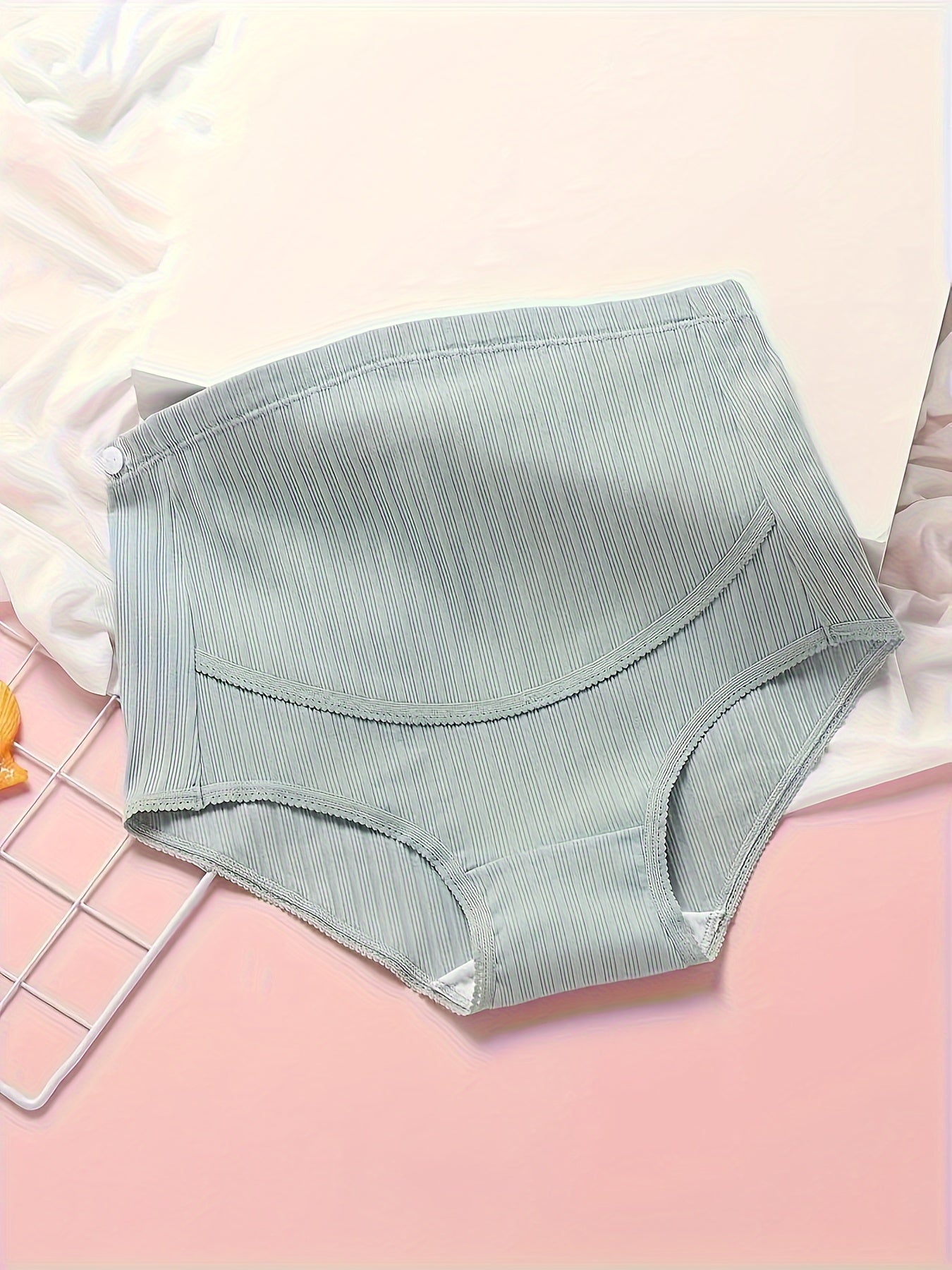 Maternity High Waist Loose Fit with Slight Elasticity Solid Color Undies - 5pcs Set