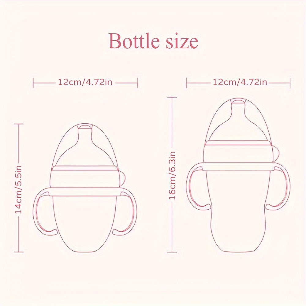 Silicone Baby Bottles for Newborns, Featuring Straws And Gravity Balls, Includes Two Replacement Nipples