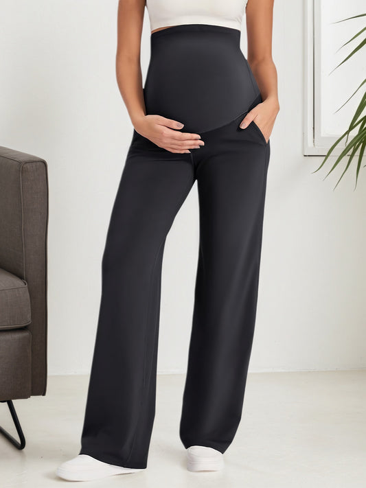 Maternity Comfortable Trousers Designed for Fall And Winter, Featuring Belly Support, Ideal for Outdoor Activities, with a Relaxed Wide-Leg Fit